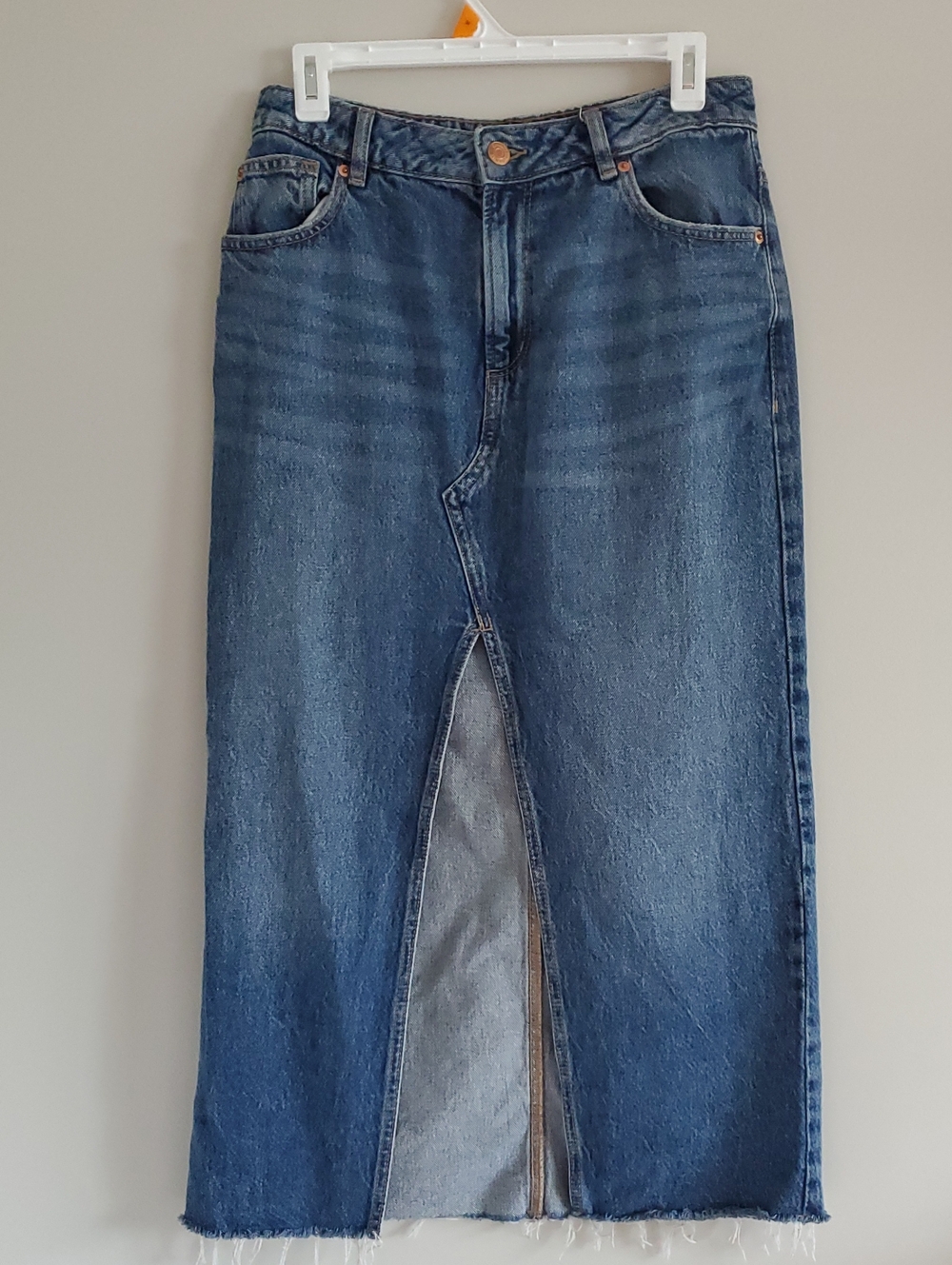 Garage Blue Denim Maxi Skirt with Front Slit Sz S Jeans Western Grunge Coquette